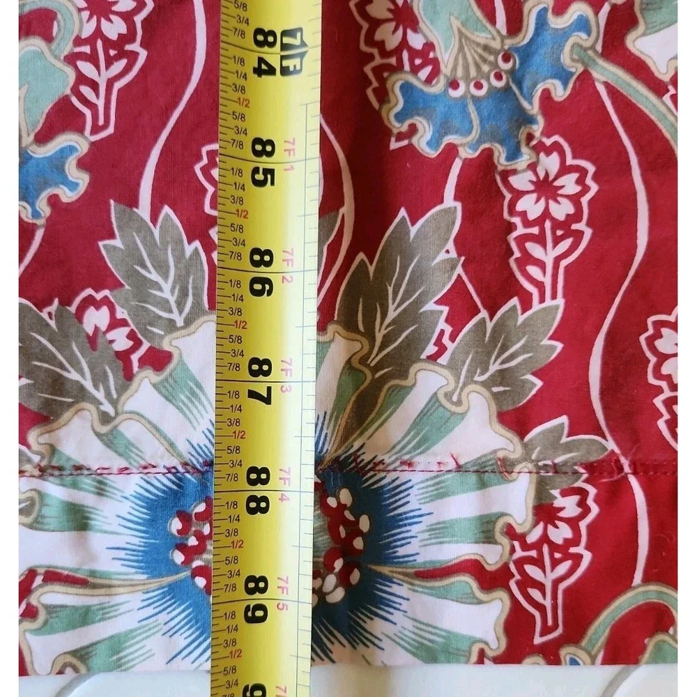 6 Sq Yds/Pottery Barn Red Blue French Art Nouveau Floral Passion Flower Fabric